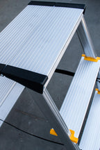 Drabest Klappleiter Leiter Klappbar 2 x 3 Stufen Alu Trittleiter Beidseitig bis 150 kg Belastbar Haushaltsleiter