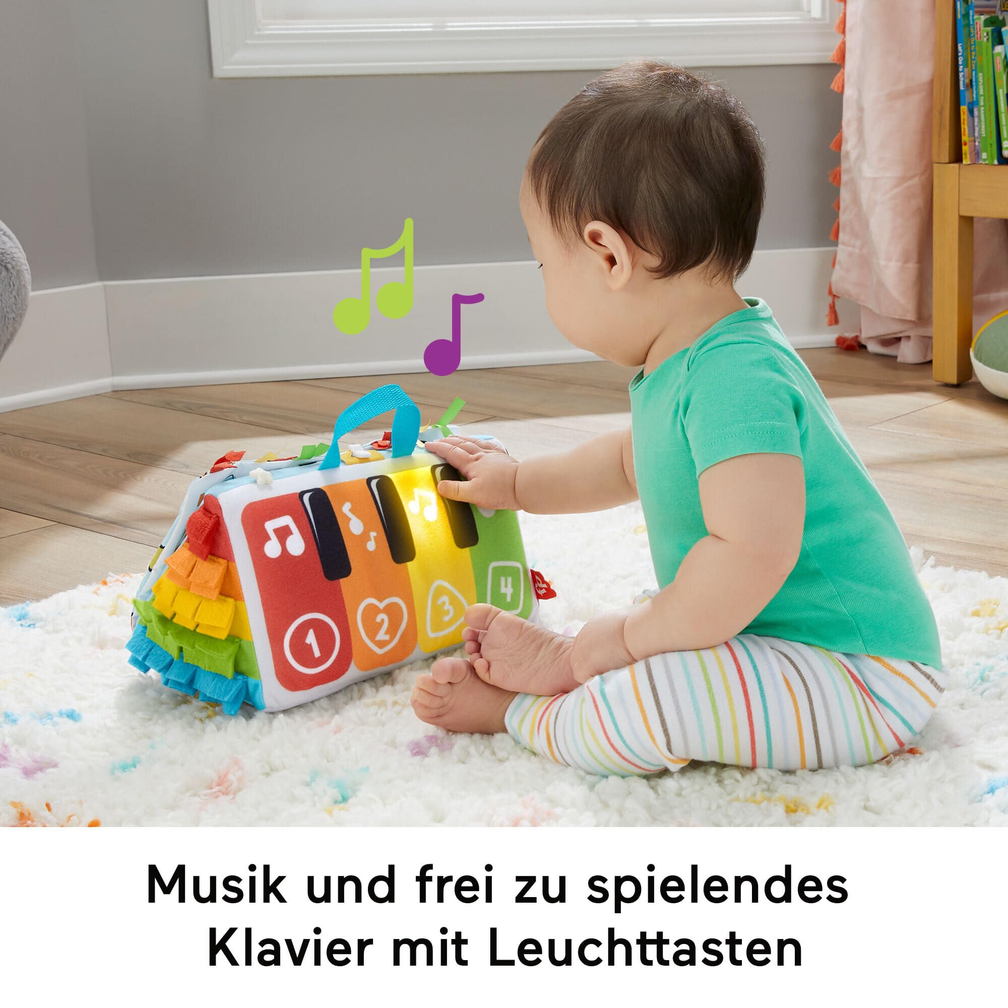 FISHER-PRICE Kick & Play Soft Piano - Weiches und tragbares Pianospielzeug, mitwachsendes Design, bunte Tasten, für Babys ab der Geburt, HND54