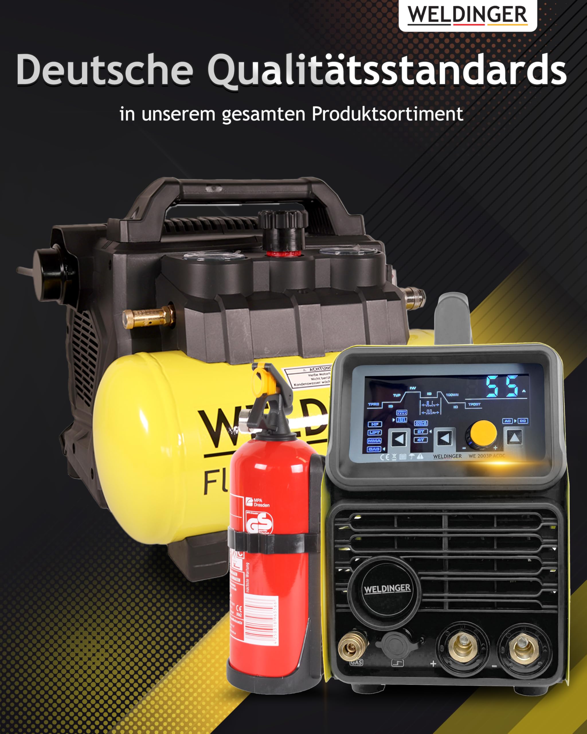 WELDINGER Flüster Kompressor FK 135 pocket ölfrei 1100 W Luftabgabe 135 l Tankvolumen 6 l Druckregler 5 Jahre Garantie