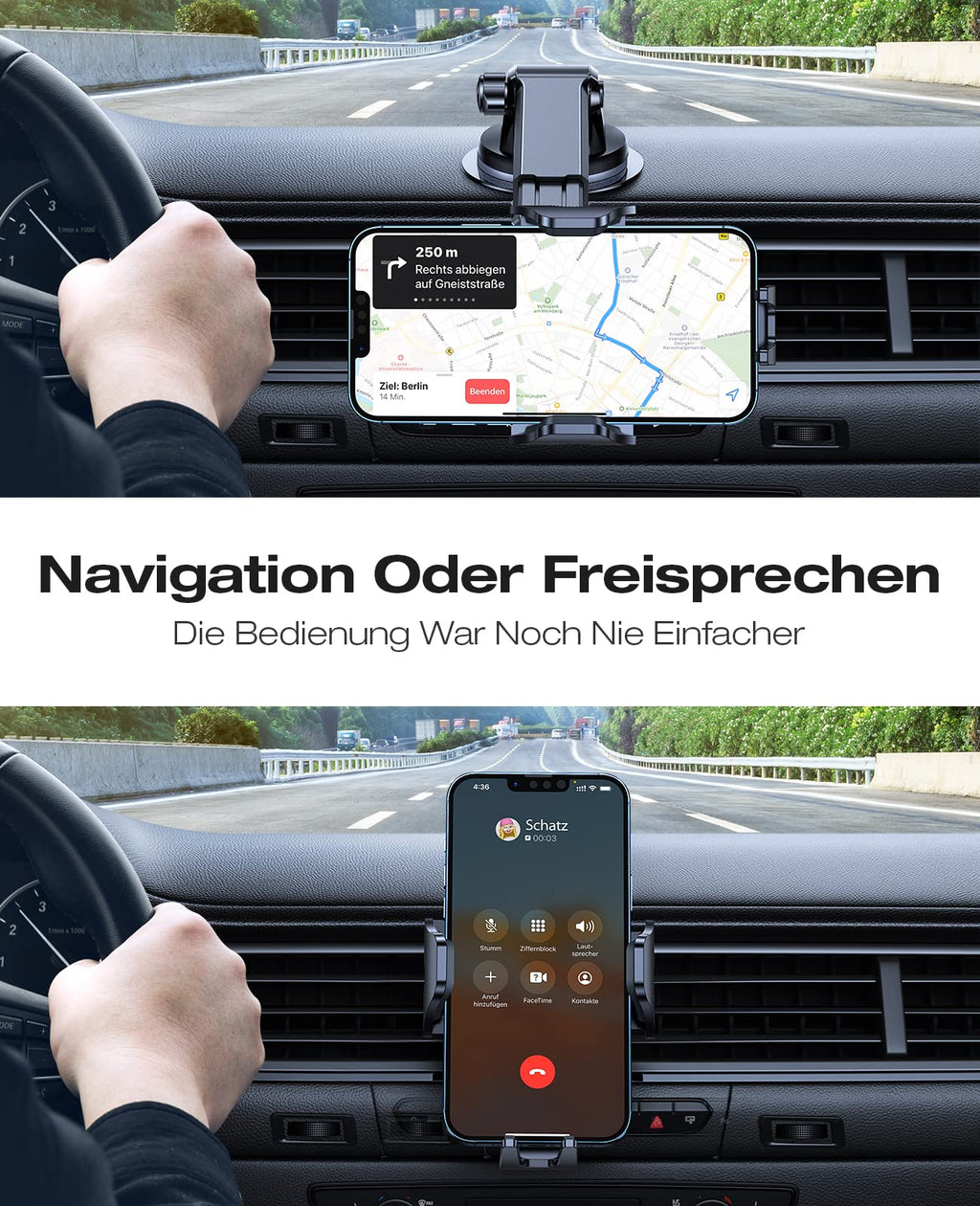 VICSEED 2025 Beste Militärische Handyhalterung Auto [20KG Starker Saugnapf &Metall-Lüftungsclip mit Doppelschloss]360°Drehbare KFZ Handy Halterung Auto Zubehör für iPhone 17 Pro Max Samsung S25 Ultra