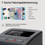 Safescan 155-S automatischer Geldscheinprüfer zur schnellen Überprüfung von Geldscheinen - Falschgeldprüfgerät mit 7-facher Echtheitsprüfung - 100% genauer Geldscheinprüfer