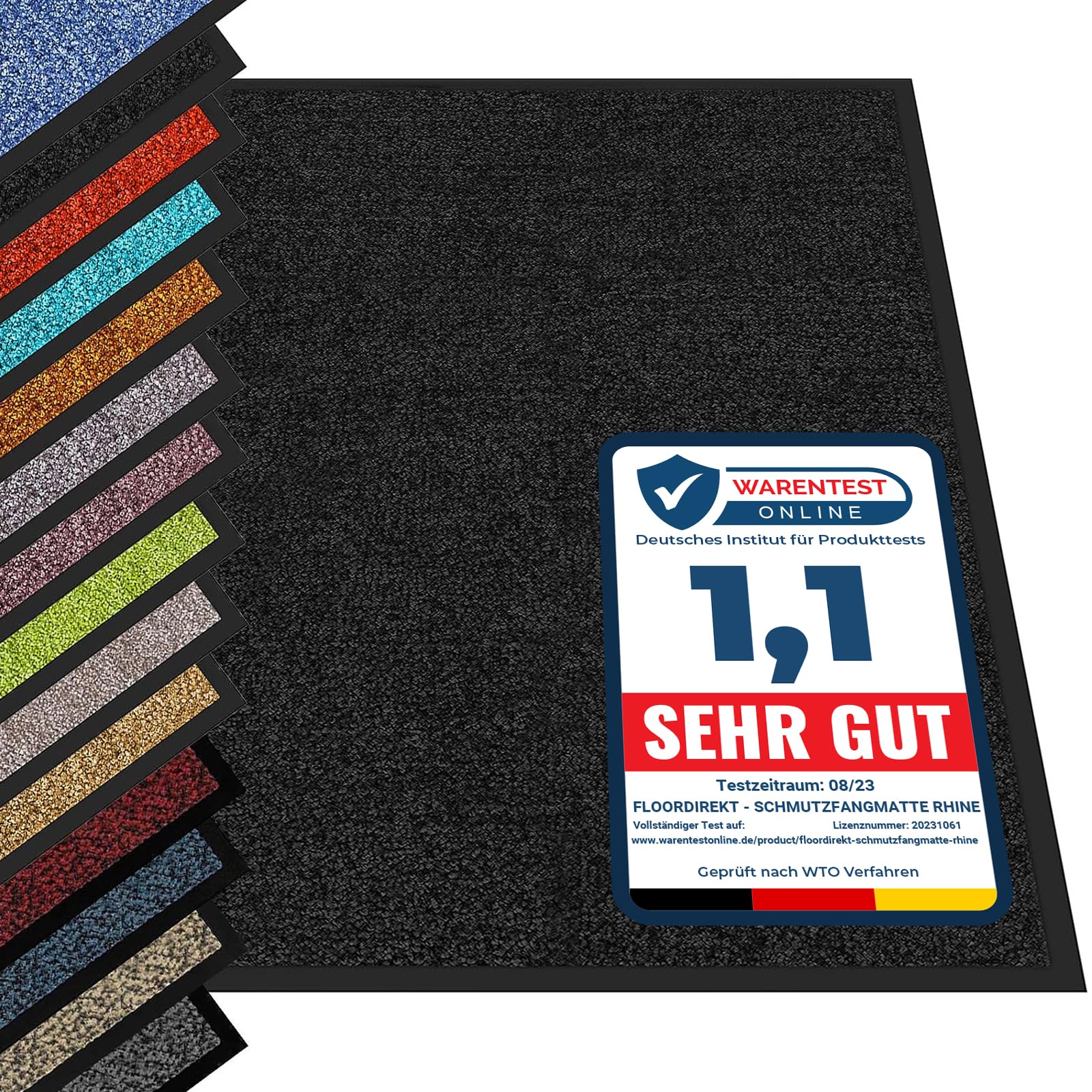 etm® Schmutzfangmatte - Fußmatte in vielen Größen - Türmatte Fußabstreifer für Haustür innen und außen (Schwarz, 200x400 cm)