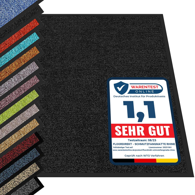 etm® Schmutzfangmatte - Fußmatte in vielen Größen - Türmatte Fußabstreifer für Haustür innen und außen (Schwarz, 200x400 cm)