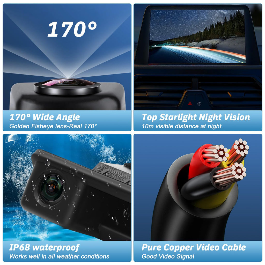HD 720P Auto Rückfahrkamera Ersatz für BMW 3er 5er X6 E39 E60 E70 E82 E90, 170 Grad Weitwinkel Auto Nachtsicht Rückfahrkamera Parkkamera Wasserdicht
