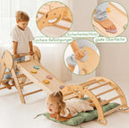 Goodevas 5-in-1 Montessori Klettergerüst Set: Indoor Kletterdreieck, Kletterbogen mit Kissen, und Rutsche für Kinder, Indoor Spielplatz 1-3 Jahre