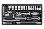 Connex Bit- und Steckschlüssel-Satz 52-teilig - Stabiler Kunststoffkoffer - 1/4 Zoll - Umschaltknarre mit Schnelllösefunktion - Für Montage- & Schraubarbeiten / Stecknuss-Set / Bit-Set / COXB365010