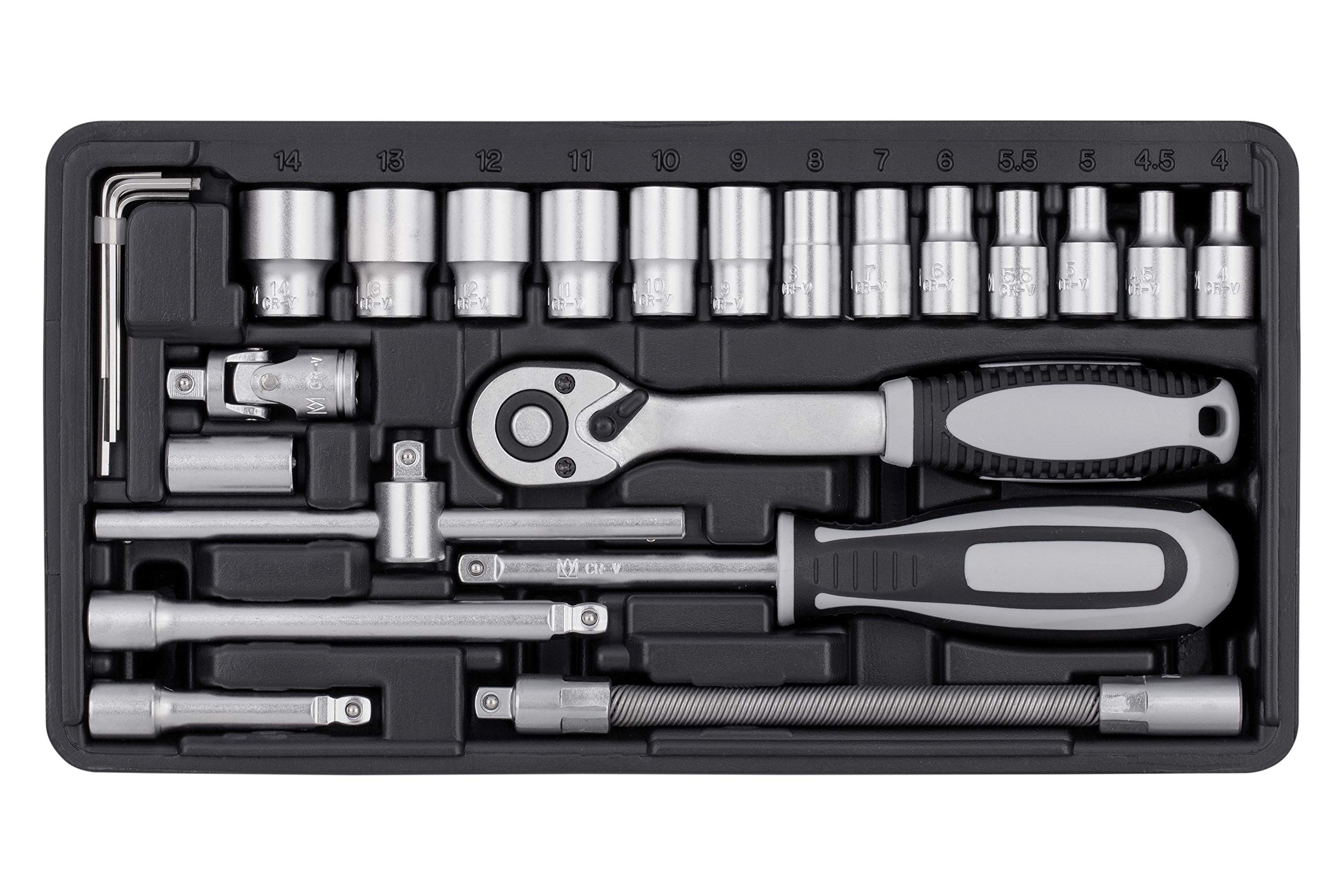 Connex Bit- und Steckschlüssel-Satz 52-teilig - Stabiler Kunststoffkoffer - 1/4 Zoll - Umschaltknarre mit Schnelllösefunktion - Für Montage- & Schraubarbeiten / Stecknuss-Set / Bit-Set / COXB365010