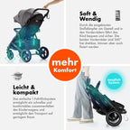 Daliya® Rapidy Buggy Kinderwagen 0-36 Monate Sportwagen mit Liegeposition Wickeltasche, Winterfußsack, Ess- & Spieltisch und mehr (Dunkelgrau - Schwarz)