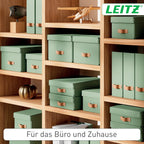 Leitz Puro Flache Aufbewahrungsbox mit Deckel, Medium, 2er-Set, Box 8 L, stapelbar, Organizer-Box für Regale und Schränke, FSC-Karton, für Büro und Home Office, 26 x 35 x 10 cm, Grün, 61480050