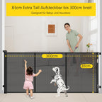 Treppenschutzgitter Türschutzgitter Ausziehbar 0-300 cm,Baby Absperrgitter Schutzgitter Treppe für Kinder,Katzen und Hunde,Geeignet für Innen Außenbereich (300cm/schwarz)