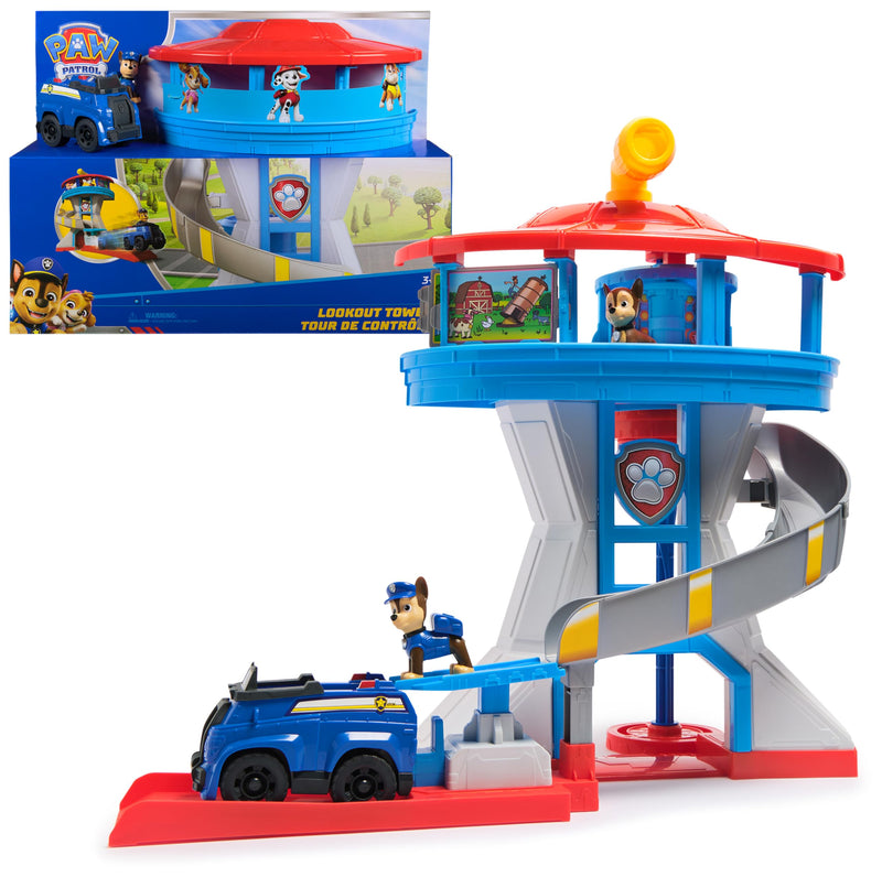 PAW PATROL - Lookout Tower (2025), über 50 cm hoch, Hauptquartier Spielset mit 1 Basis Polizei-Fahrzeug, 2 Chase Figuren und Zubehör, geeignet für Kinder ab 3 Jahren