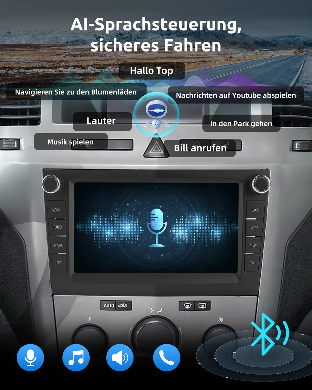 ESSGOO 4+64G Drahtloses Autoradio und Android Auto CarPlay Für Vauxhall Opel Corsa C/D Zafira B Astra G/H Meriva Signum Combo mit 7 Zoll Touchscreen Bluetooth FM RDS GPS WiFi Silber