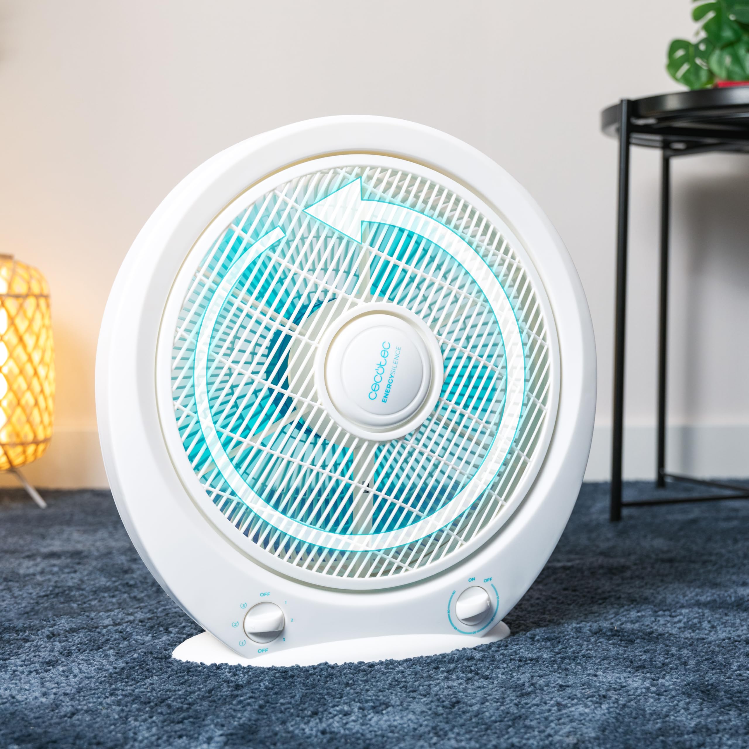 Cecotec - Fußbodenventilatoren EnergySilence 4500 Power Box 45 W, 12 Zoll Durchmesser, 3 Geschwindigkeiten, Timer, Multidirektionales, Einfache Bedienung, Maximale Sicherheit, Weiß