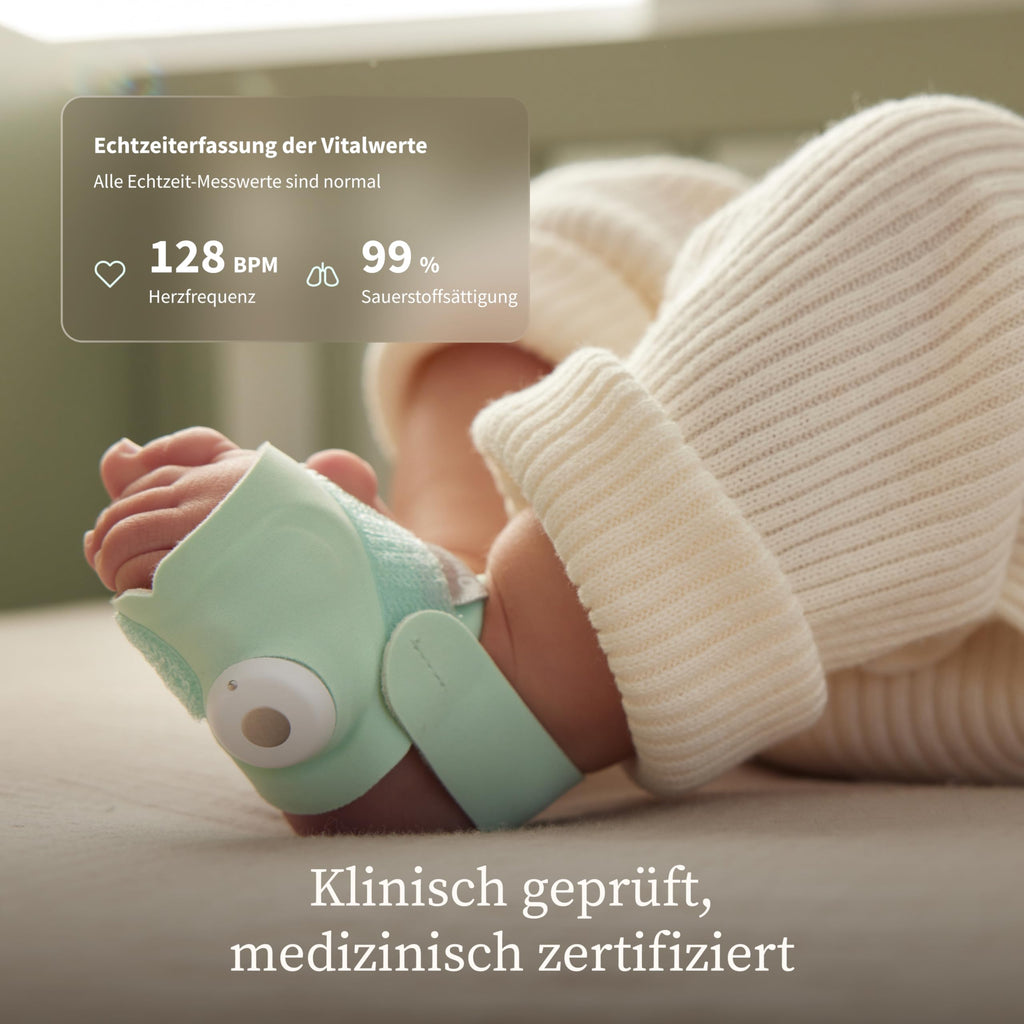 Owlet Dream Duo – Smart Baby Monitor mit Dream Sock® Sensor, präzise Puls- & Sauerstoffmessung, 2K HD Kamera, Schlafanalyse, WLAN & App-Steuerung für sicheres Baby-Monitoring, Mint