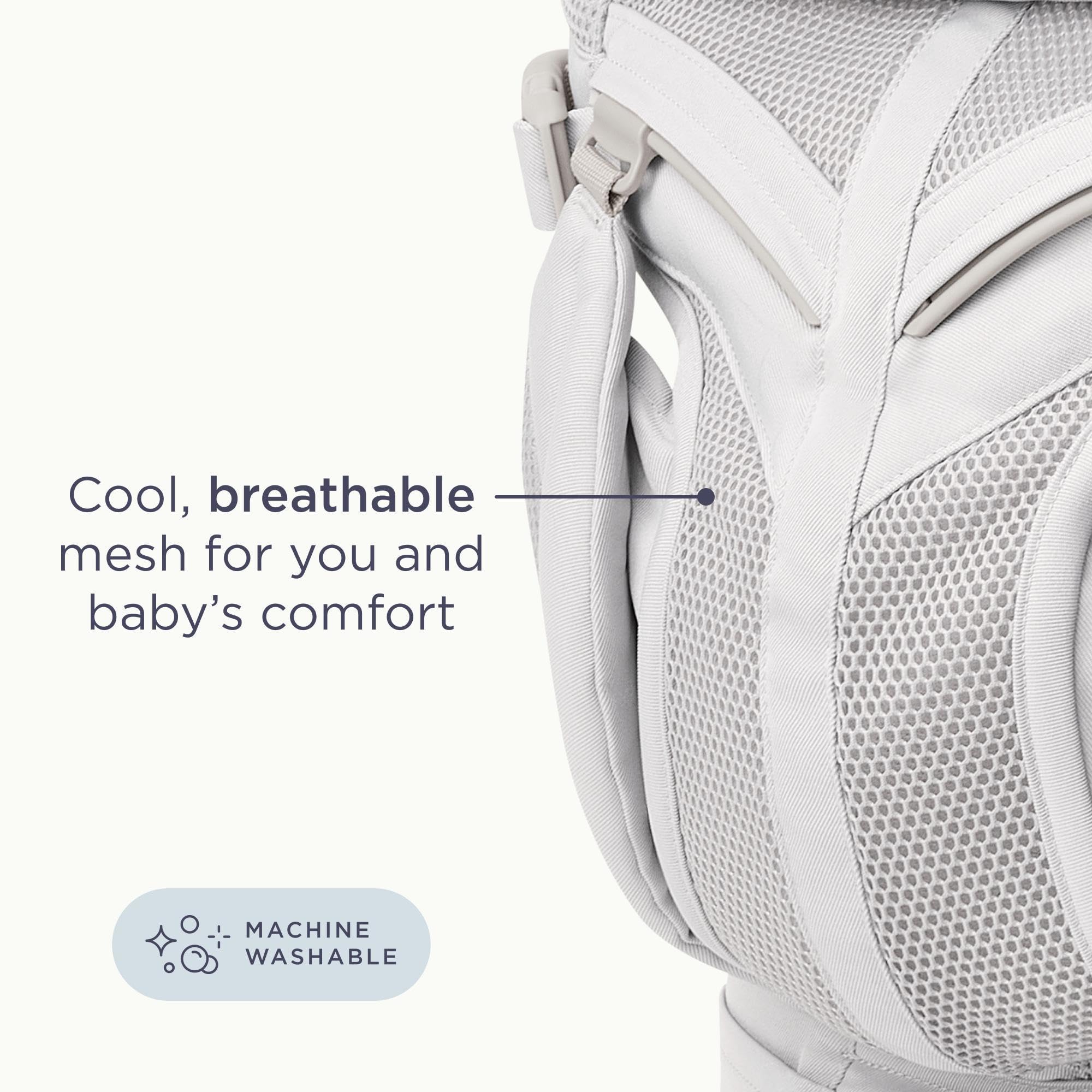 Ergobaby Babytrage für Neugeborene bis zum Kleinkind, 4-Positionen Omni 360 Cool Air Mesh Pearl Grey, Ergonomische Baby-Tragetasche Bauchtrage Rückentrage