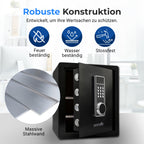 SereneLife 39L Tresor Für Zuhause, Safe- Feuerfest & Wasserdicht, Digitaler Wandtesor Möbeltresor mit Code & 2 Schlüsseln, Safe Box mit Doppelt gesichertes Alarmsystem für Wertsachen, Bargeld, Schmuck