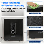 SereneLife 39L Tresor Für Zuhause, Safe- Feuerfest & Wasserdicht, Digitaler Wandtesor Möbeltresor mit Code & 2 Schlüsseln, Safe Box mit Doppelt gesichertes Alarmsystem für Wertsachen, Bargeld, Schmuck