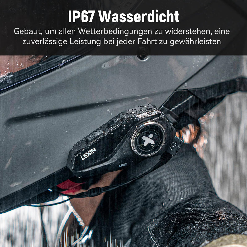LEXIN G1 Motorrad Bluetooth 5.0 Kopfhörer, Helm Headset für Musik und Navi-Ansage Hören, Freihändiger Anruf, Sprachbefehl-Assistenten, HD Lautsprecher, DSP und CVC Geräuschunterdrückung, Einzelpack