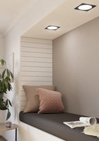 EGLO LED Einbaustrahler Fueva 5, L x B 16,6 cm, Spot aus Stahl und einer Kunststoff Leuchtfläche, Einbauleuchte in Schwarz, Weiß, Einbauspot flach, geringe Einbautiefe 26 mm, neutralweiß