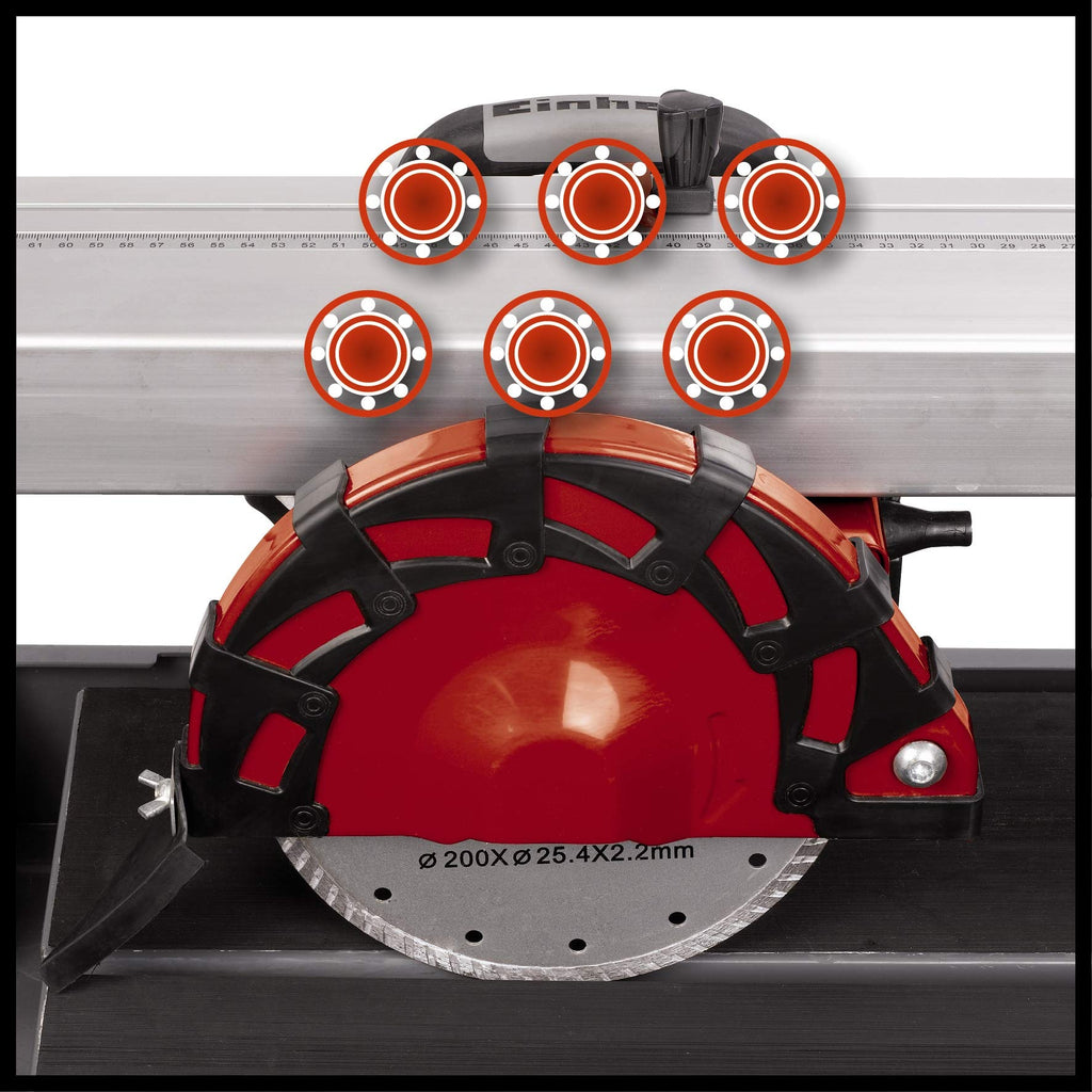 Einhell Radial-Fliesenschneidmaschine TE-TC 620 U (800 W, extra lange Zuglänge, robustes einklappbares Untergestell, Transporträder/-griff, 6-fach kugelgelagerte Motorführung)