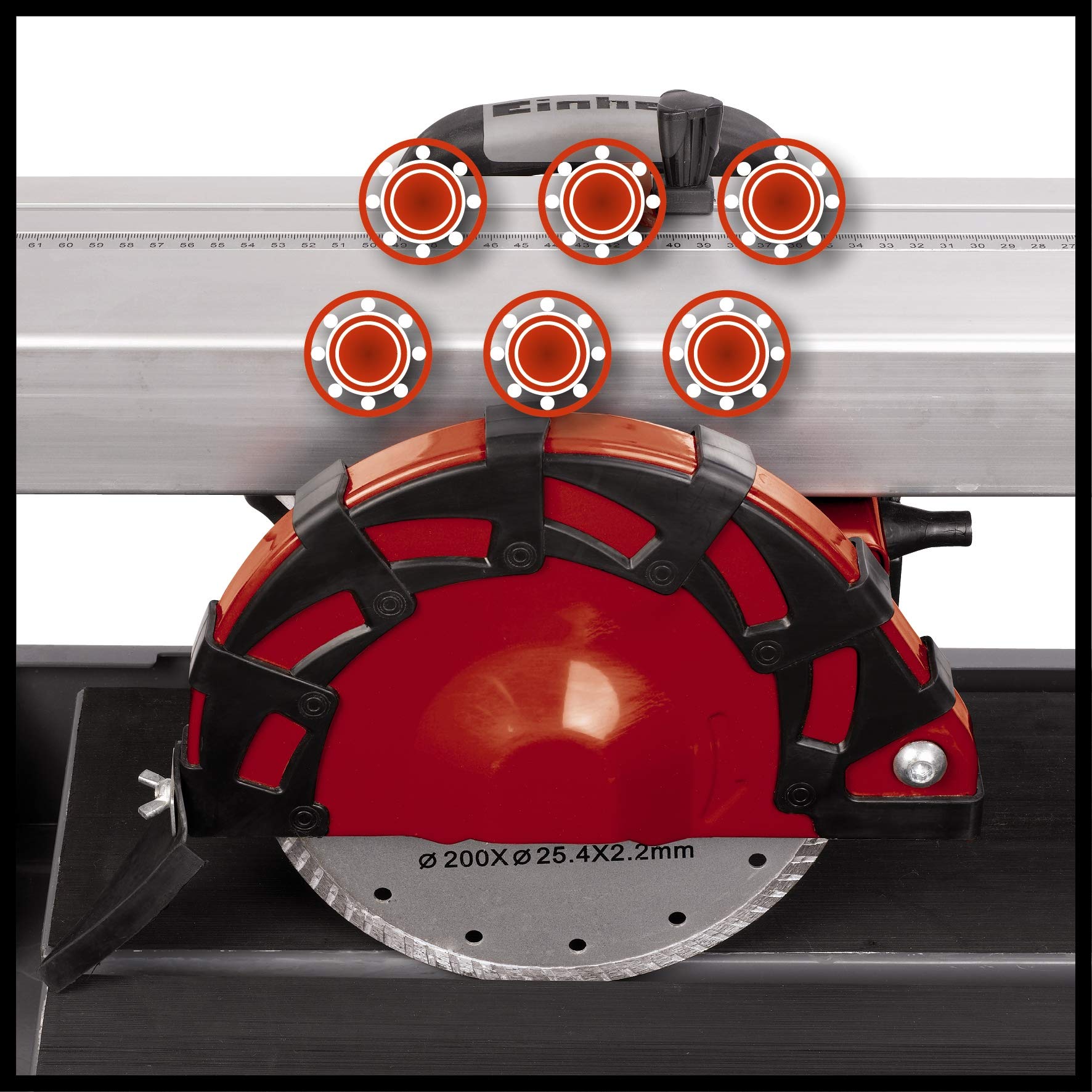 Einhell Radial-Fliesenschneidmaschine TE-TC 620 U (800 W, extra lange Zuglänge, robustes einklappbares Untergestell, Transporträder/-griff, 6-fach kugelgelagerte Motorführung)