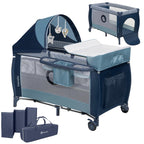 Lionelo Sven Plus 4 in 1 Baby Bett ab Geburt bis 15 kg Wickelauflage Moskitonetz luftige Seitenwände mit Seiteneingang Tragetasche zusammenklappbar