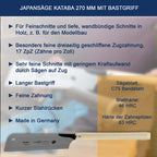 Augusta-Heckenrose Japansäge Kataba 270 mm I Traditionelle Säge aus Bandstahl C75 für Feinschnitte I Holzsäge mit verkürztem Stahlrücken & Bastgriff