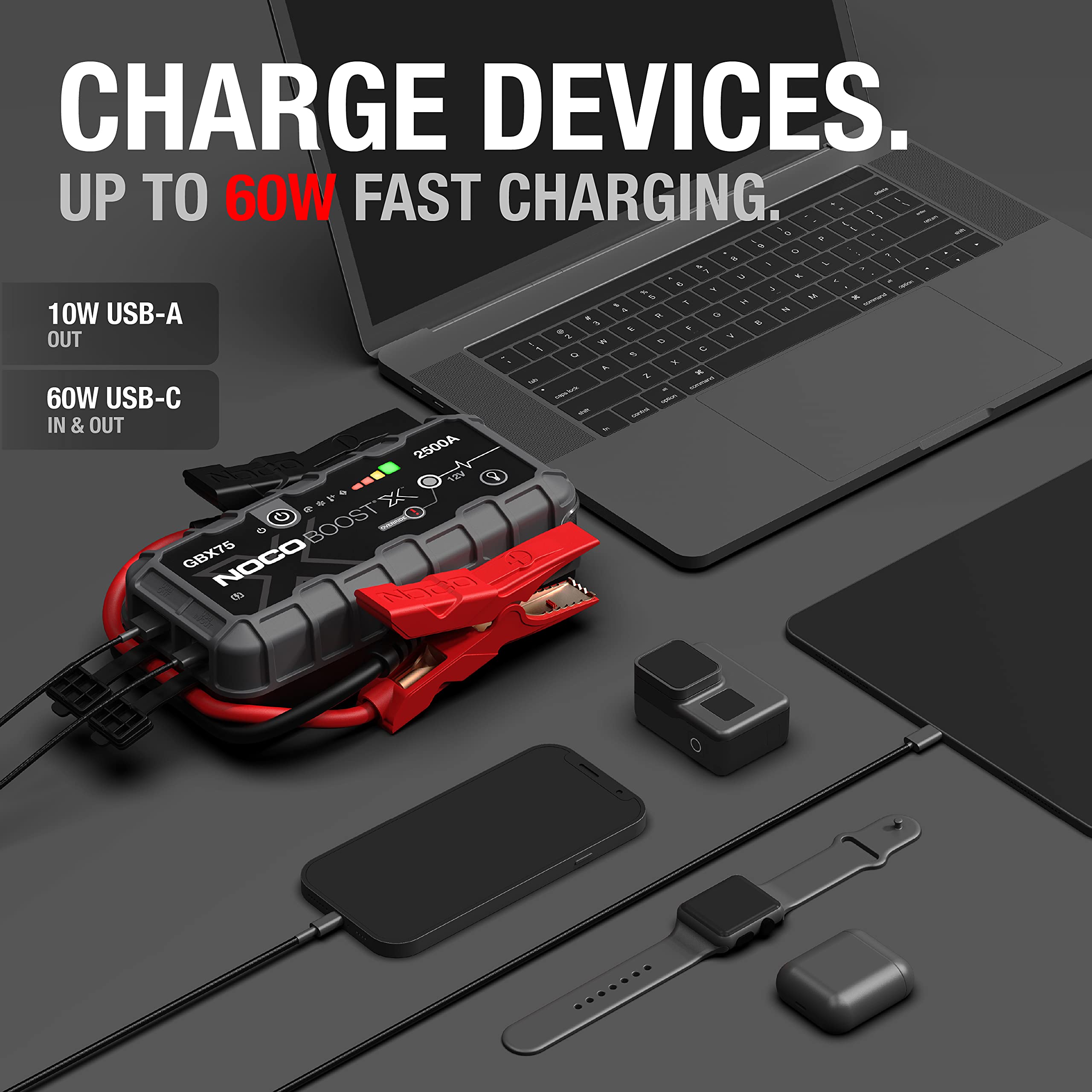 NOCO Boost X GBX75: 2500A UltraSafe Starthilfe Powerbank – 12V Lithium-Starthilfegerät & Starterkabel – Tragbarer Booster für Benziner bis 8,5L & Diesel bis 6,5L