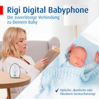 reer Rigi Digital Babyphone | 300 m Reichweite | Mit Nachtlicht und Gegensprechfunktion | VOX-Funktion | FHSS-Technologie | Akku- oder Netzbetrieb | Qualität vom Erfinder