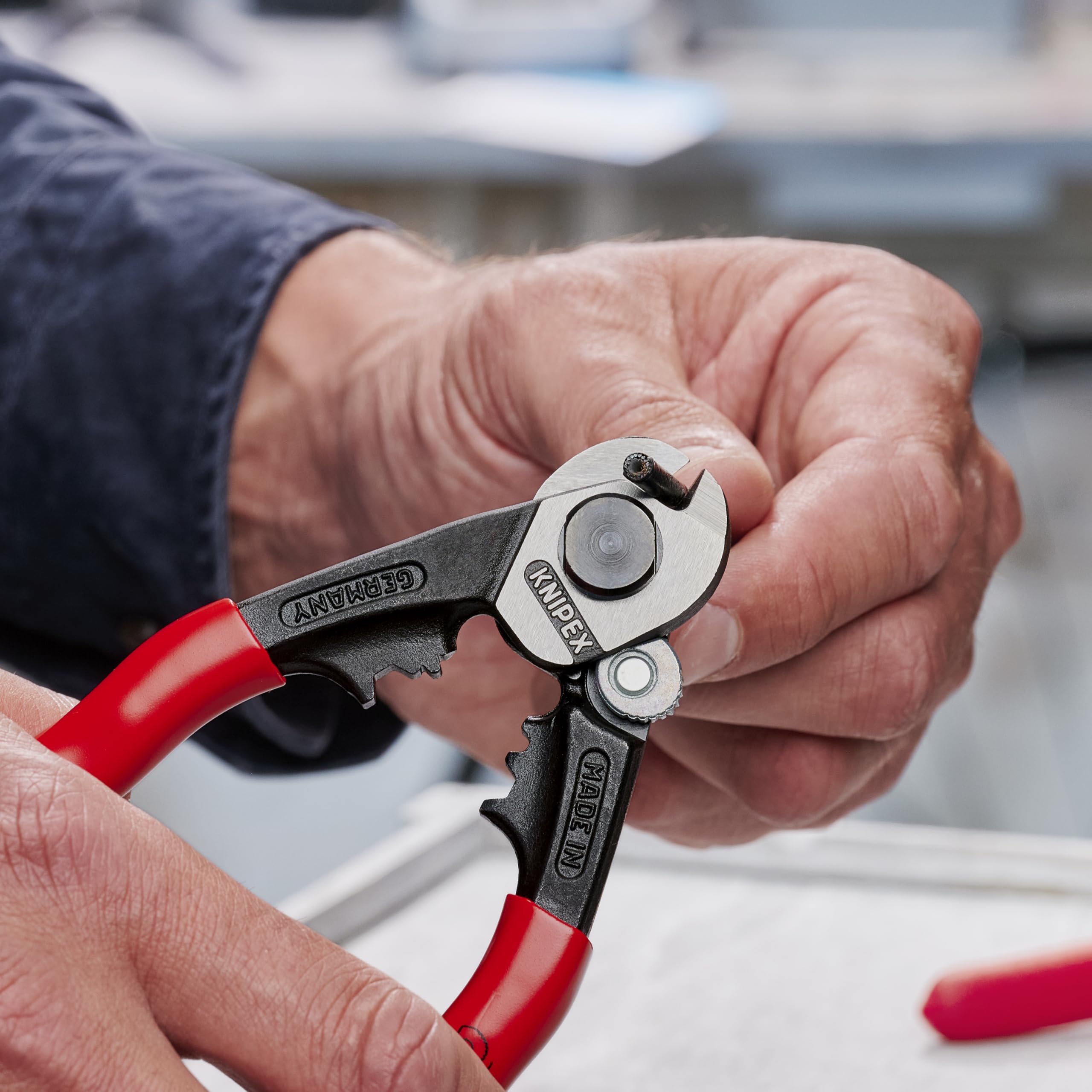 KNIPEX Drahtseilschere geschmiedet mit Kunststoff überzogen 190 mm, 95 61 190