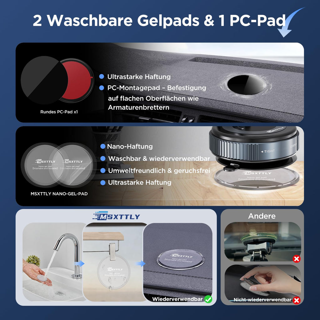 MSXTTLY Vakuum Magnetischer Handyhalterung Auto für Magsafe Autohalterung, 2026 Upgraded Vmag-S1 Handyhalterung Auto Magnet für Alle Handys, 360° Drehbar, Schwarz