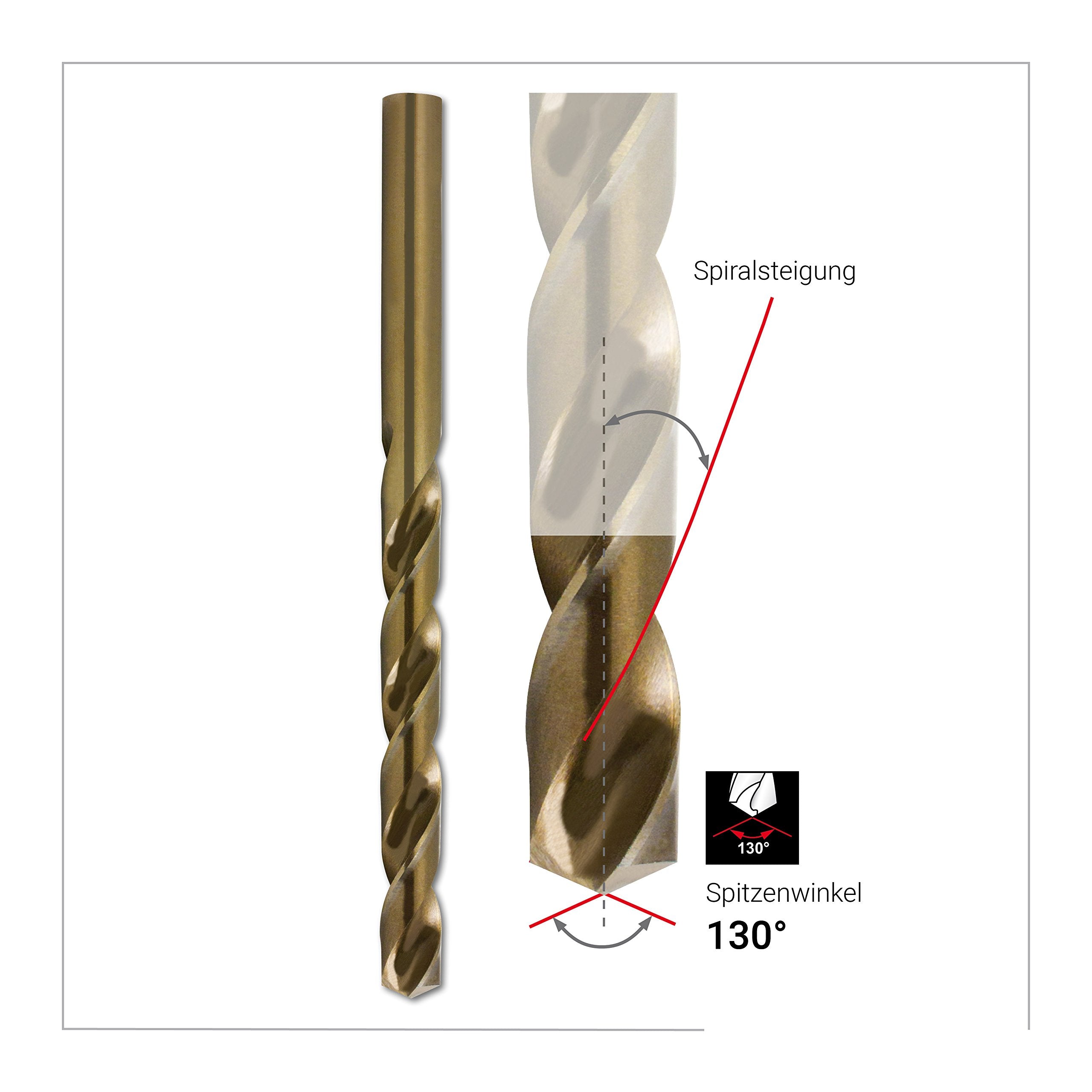RUKO Spiralbohrer Satz 25 tlg 1–13 mm A215215RO HSS-Co5 Metallbohrer DIN 338 Typ N für Stahl Edelstahl NE-Metalle