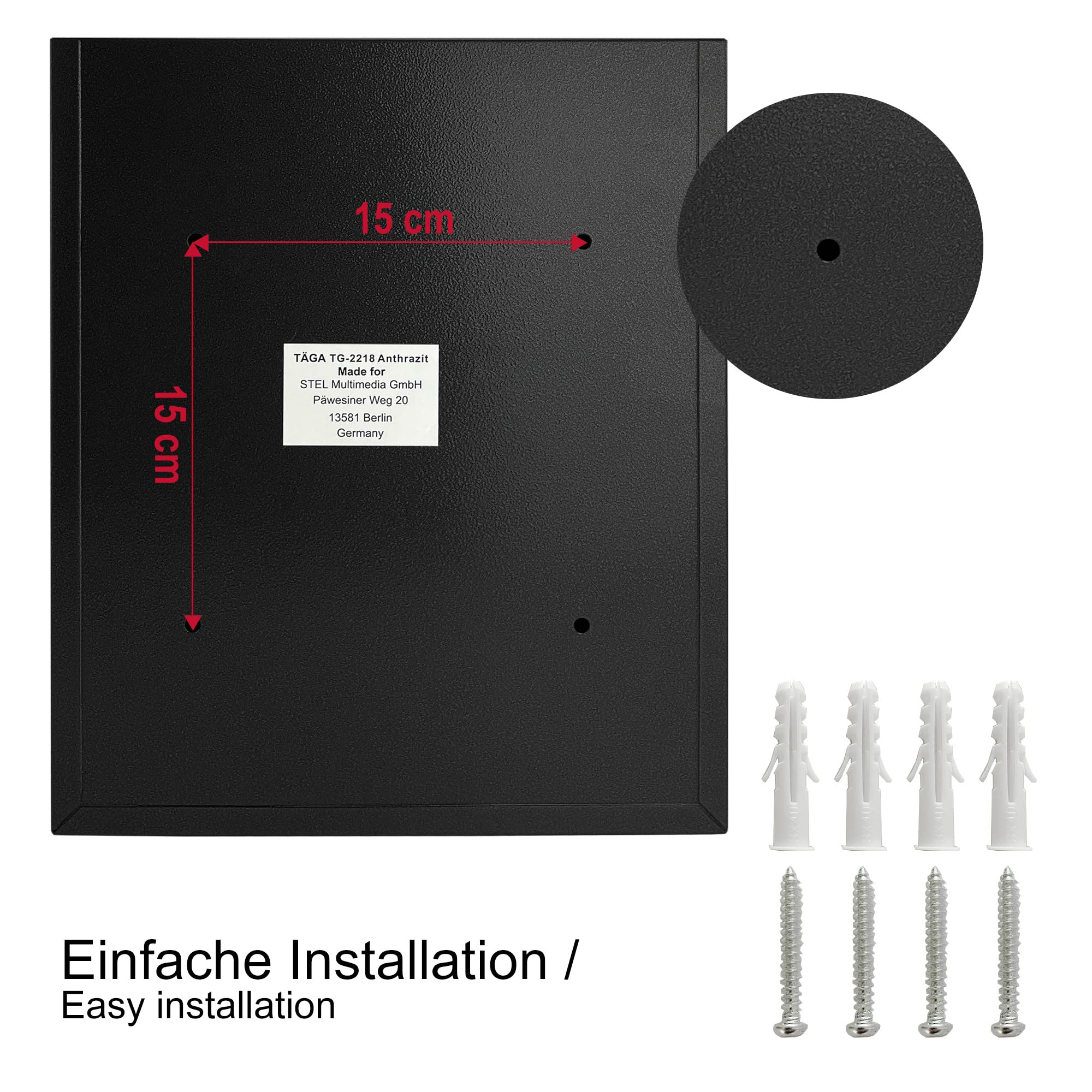TÄGA 2218 Design Metall Briefkasten schwarz I DIN A4 Einwurfformat I mit Namensschild, Sichtfenster I abschließbar, inkl. 2 Schlüssel