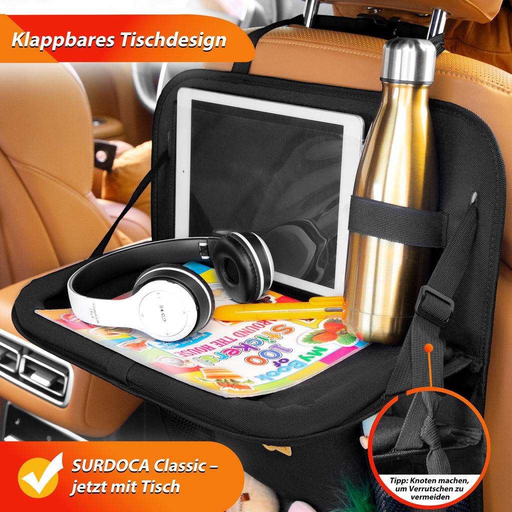 SURDOCA Auto Organizer Kinder mit Klapptisch – Rücksitz Organizer mit Touchscreen-Tabletfach, Wasserdichter Rückenlehnenschutz, passt in die meisten Fahrzeuge - (2 Stk.)
