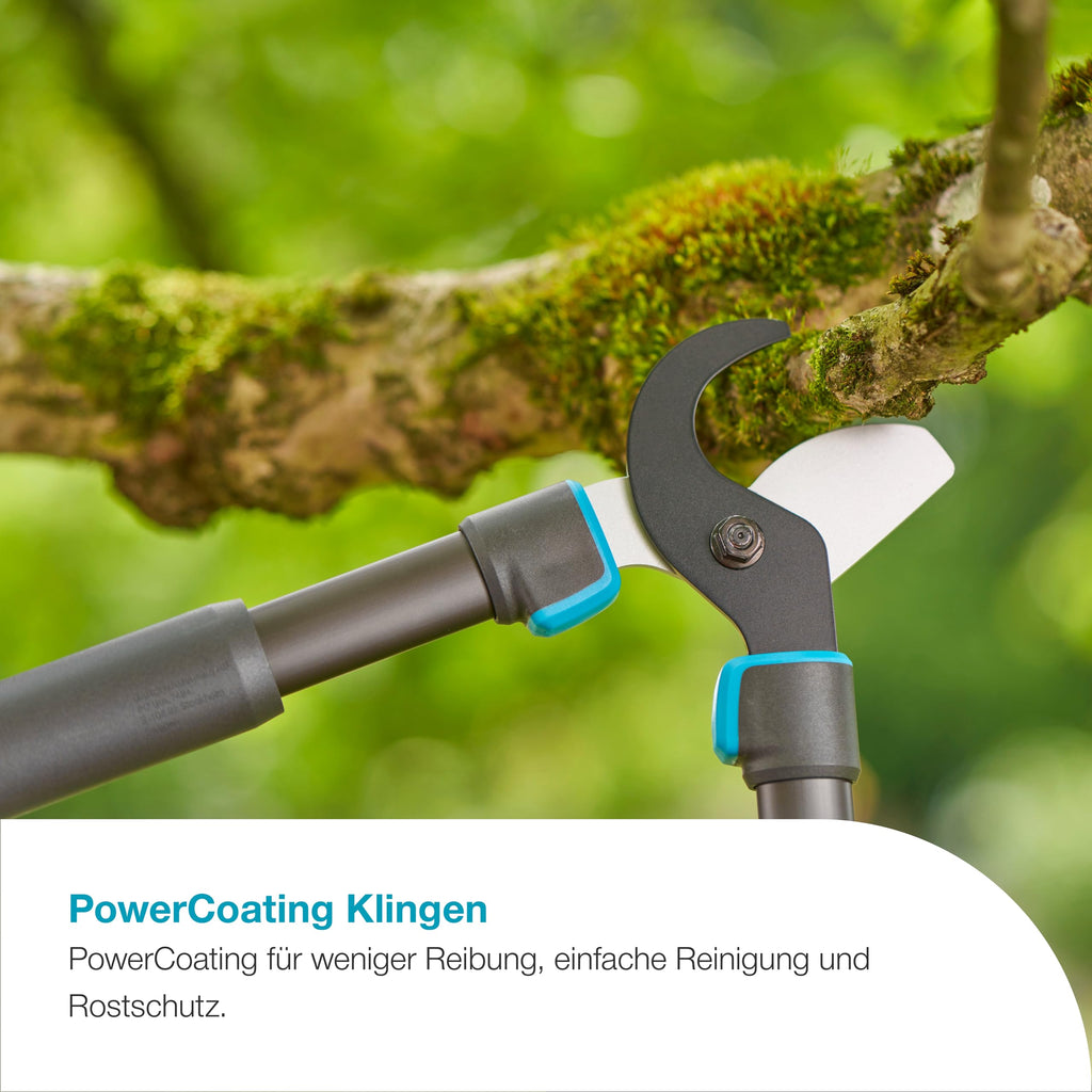 Gardena TeleCut Pro L, Teleskop-Astschere für frisches Holz bis 50 mm, verlängerbar bis 900 mm, präzisionsgeschliffene Klingen, PowerCoating für saubere Schnitte (12041-88)