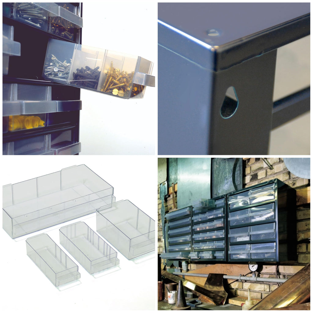 raaco Kleinteilemagazin C12-48 mit 48 Schubladen, Tragkraft 39.6 kg, 15 x 30.6 x 55.2 cm, geeignet für Wandmontage, Schraubenregal für Kleinteile für Werkstatt Ordnungssystem