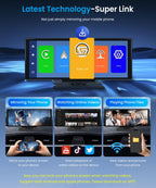 CarPlay & Android Auto Wireless, tragbares Podofo-Radio (10,26 Zoll) mit IPS-Touchscreen, unterstützt SuperLink OTA, Bluetooth, GPS, Sprachsteuerung, Mirror Link, FM, AUX