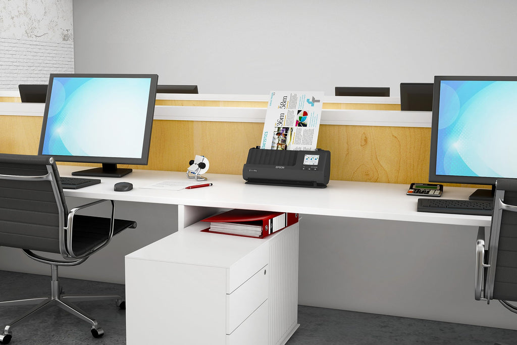 Epson Wi-Fi Scanner ES-C320W, kompakter A4 Business Scanner mit geringem Stromverbrauch, Duplex-Einzugscanner mit vielseitiger Medienverarbeitung, schwarz