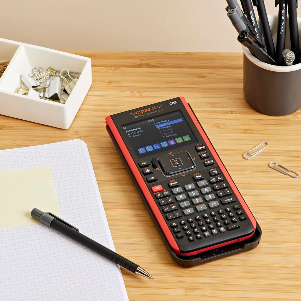 Texas Instruments TI-Nspire CX II-T CAS Graphikrechner (800 Funktionen, farbige Darstellung, 3D Anzeige) Schwarz Rot
