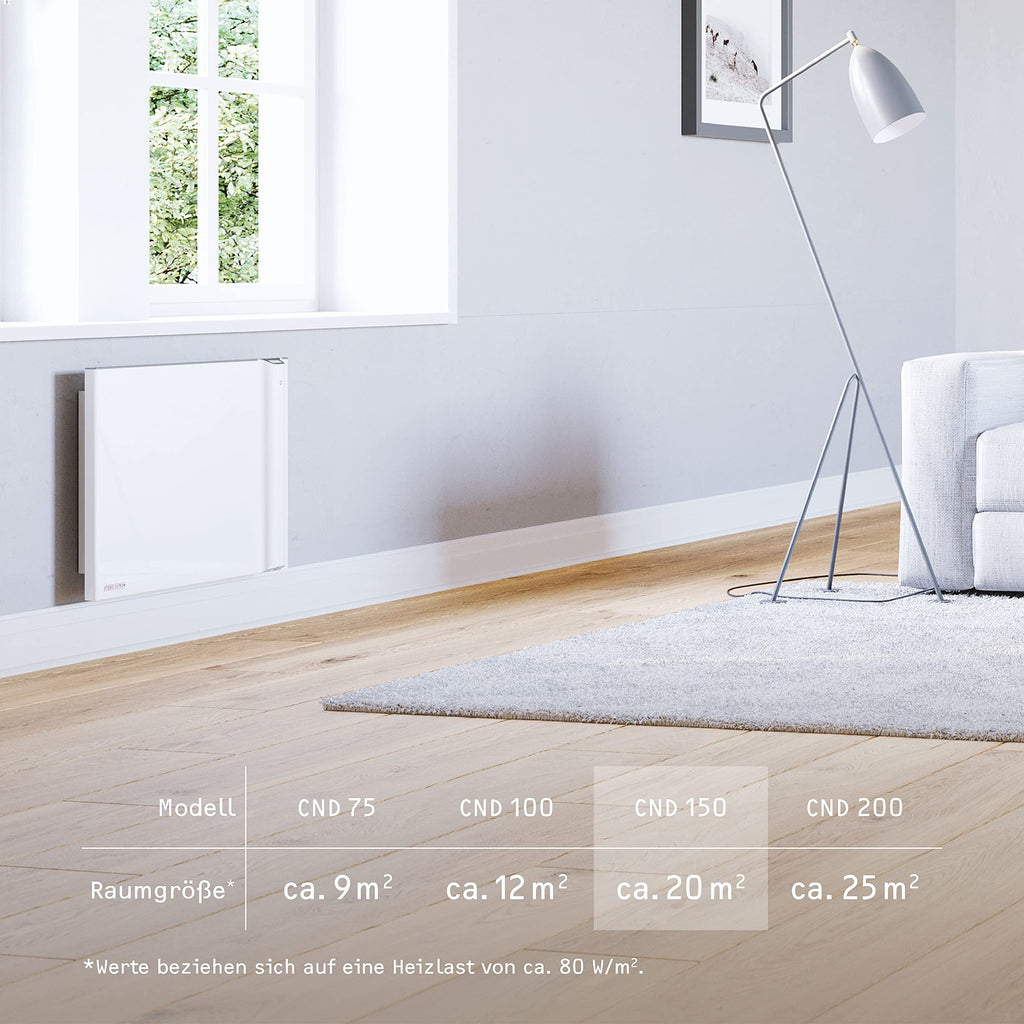 STIEBEL ELTRON Duo Wandkonvektor CND 150, 1,5 kW für ca. 20 m², LC-Display, Wochentimer, Elektroheizung energiesparend, ohne Stecker, 230V Festanschluss, 234815