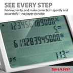 Sharp EL-1901 Anzeigender Tischrechner (Paper& Ink-Free, 12-stelliges und 5-zeiliges LCD Display) Weiß, 193 x 66 x 254 mm