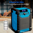 MEDION E65895 Baustellenradio mit Akku (Robustes Gehäuse, Tragegriff, Bluetooth, Spritzwassergeschützt (IP54), UKW Radio, AUX) grün