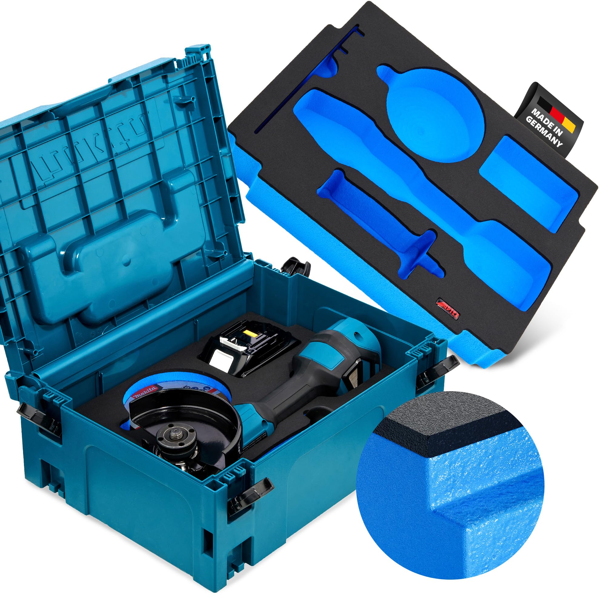 APTEX Schaumeinlage passend für Makita Akku-Winkelschleifer DGA 411-414, 461-464, 511-514 MakPac Gr. 2-3