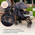 LIONELO Elia Buggy Klein Zusammenklappbar Kinderwagen Bis 15 Kg, Rücken Und Fußstützenverstellung Hinterradbremse, Moskitonetz, Einkaufskorb