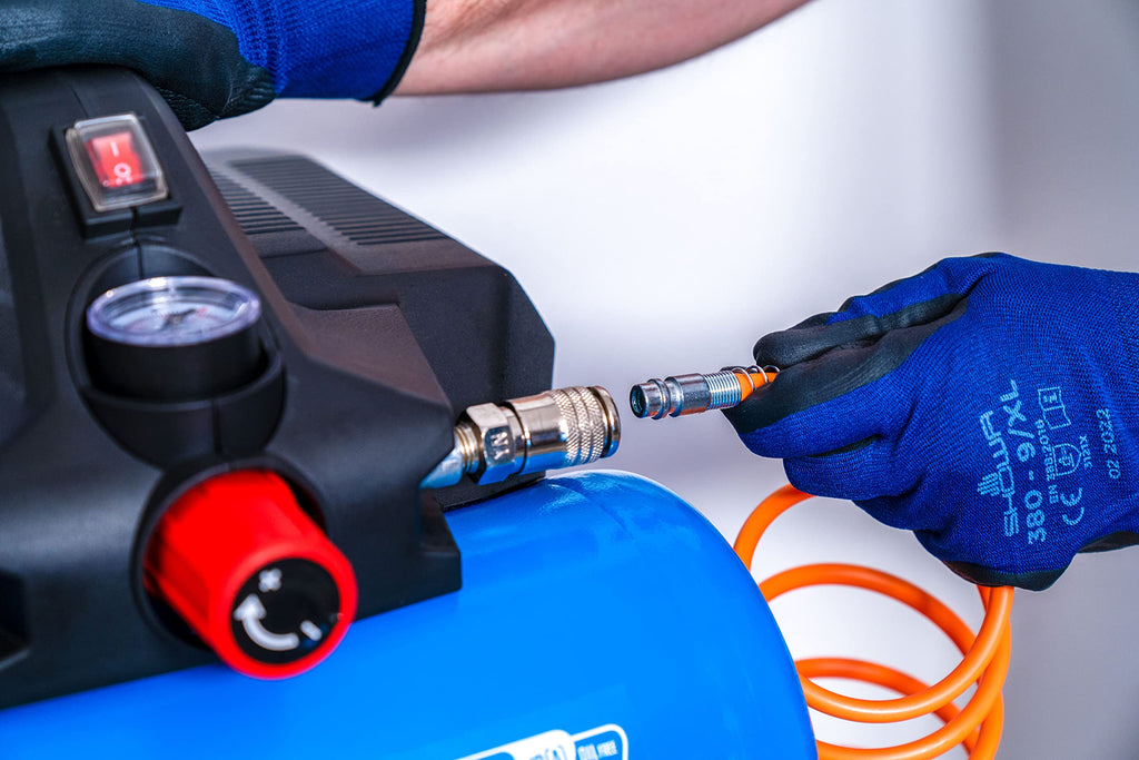 ABAC Geräuscharmer Tragbarer Luftkompressor EASE-AIR 6, Ölfreier Luftkompressor, Maximaler Druck 8 Bar, Leistung 0,75 PS, 6-Liter-Tank, Geräuschpegel 49 dB