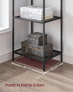 VASAGLE Badregal mit 6 Ablagen, gehärtetes Glas, einfache Montage für Badezimmer, Wohnzimmer, Küche, Büro, Schiefergrau, Schwarze Tinte LGT500G01