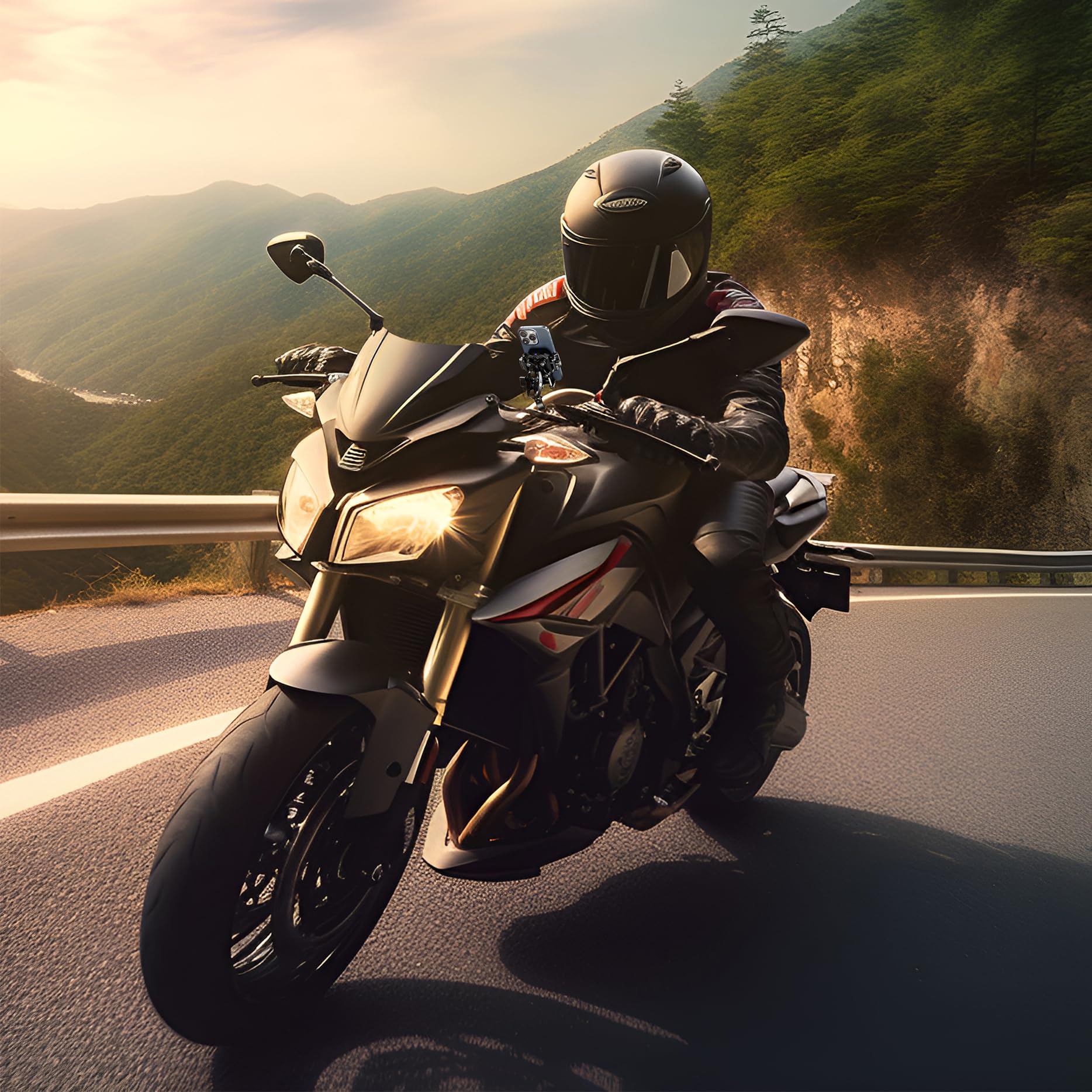 iMESTOU Kabellose USB-C Handyhalterung für Motorrad, Vibrationsdämpfend und Wasserdicht, 2,5 cm Kugel Qi Handyhalterung, Geeignet für 4,7"-7,2" mit max. 15mm Dicke Handys, Passend für 22–32 mm Lenker
