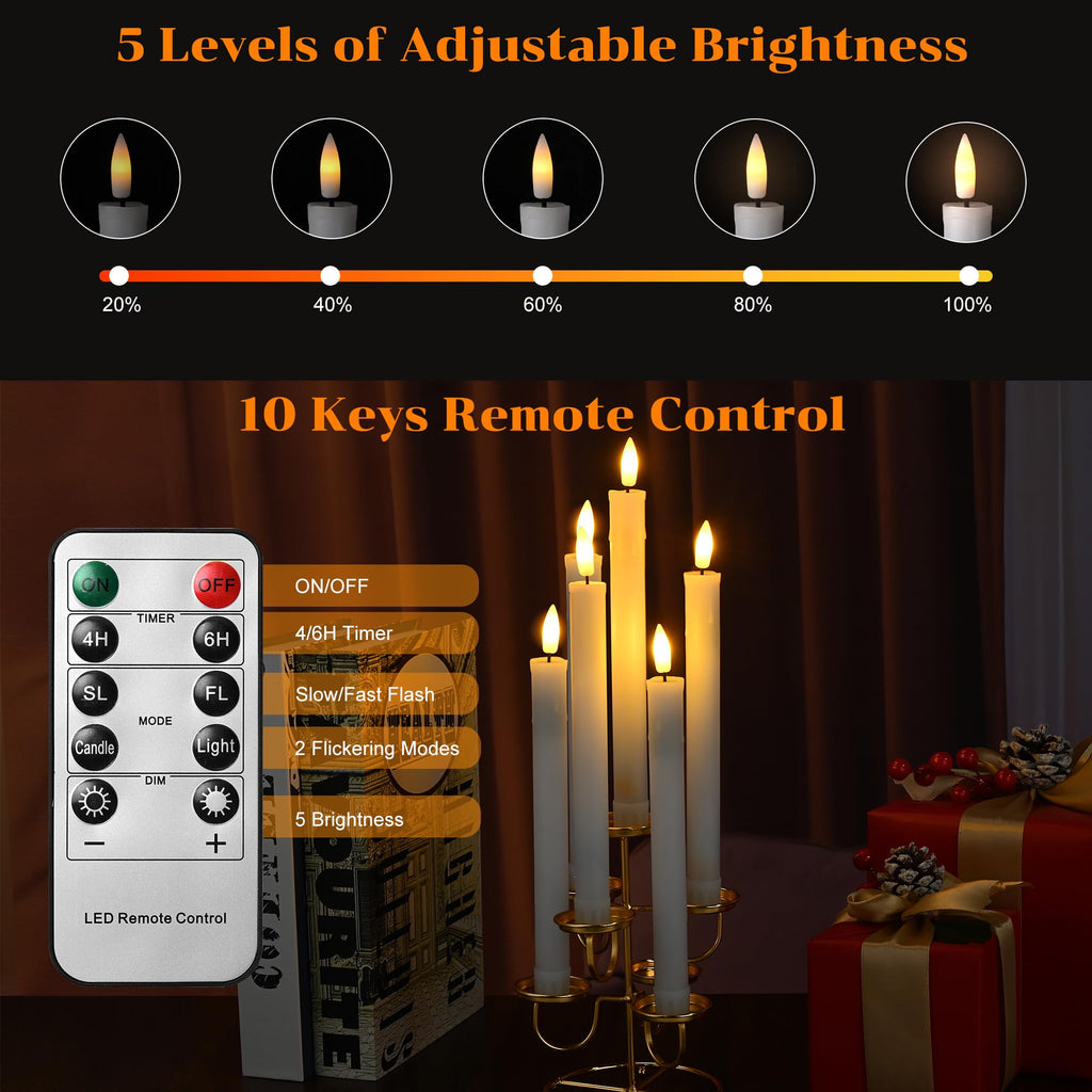 EXTSUD 6er LED Stabkerzen Wiederaufladbare LED Stabkerzen mit Timer und Fernbedienung Weicher Silikon Wachskern, Einzigartiges Tranen-Design LED Kerzen fur Zimmer Hochzeit Esstisch und Gartenparty