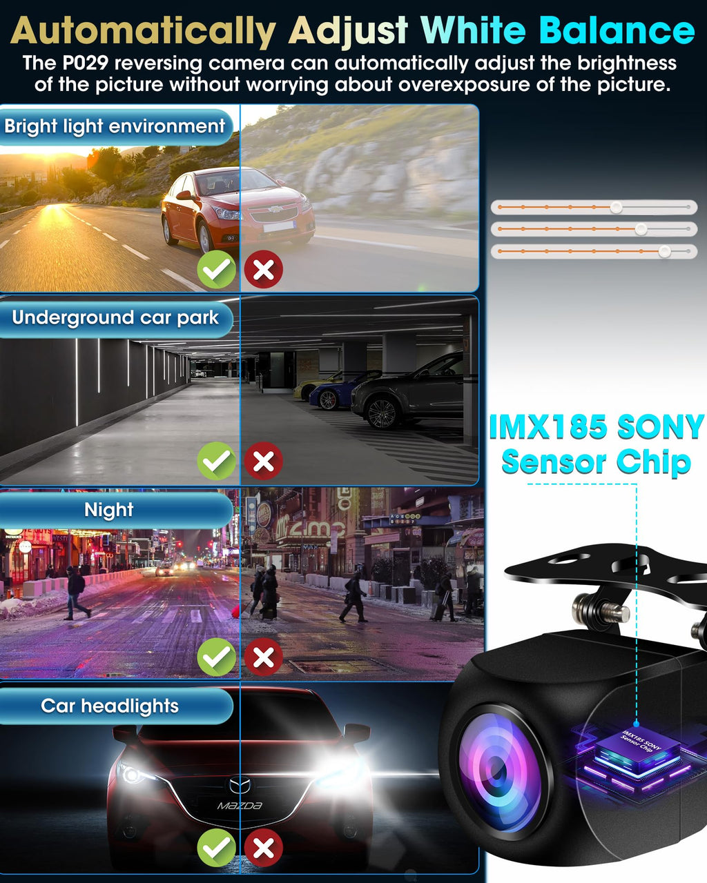 AHD 1080P Rückfahrkamera NTSC & PAL Auto Rückfahrkamera One-Key-Switch-8-Videosignalen Universal IP68 Wasserdicht Nachtsicht HD Auto Rückansicht Kamera für PKW, SUV, Wohnmobil, LKW [Bildrate 25fps]