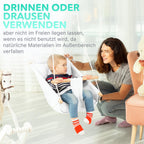 Leinwand Baby Hängematte Schaukel von Cateam - Hängende Schaukel aus Holz für Baby mit Sicherheitsgurt und Montageteilen. Baby Hängemattenstuhl Geburtstagsgeschenk. (Elfenbein)